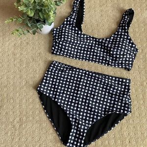 High waisted gingham bikini